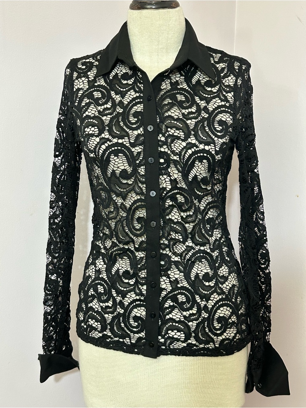 Anne Fontaine Lys Black Lace Blouse 38 / 4-6